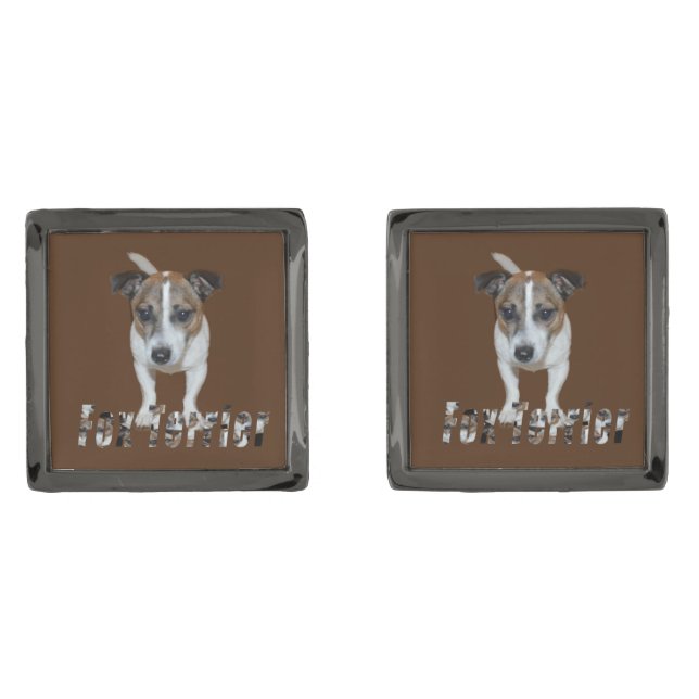 Fox Terrier And Fox Terrier Picture Logo, Cufflinks (Front)