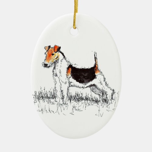 Fox Terrier Ceramic Ornament