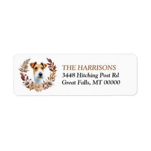 Fox Terrier Dog Autumn Wreath Label