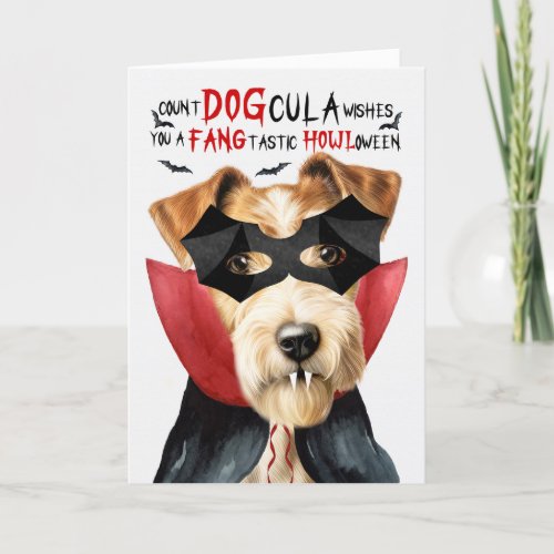 Fox Terrier Dog Funny Count DOGcula Halloween Holiday Card