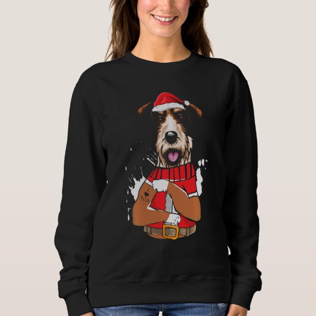 Fox Terrier Dog Santa I Love Mom Tattoo Ugly Chris Sweatshirt (Front)