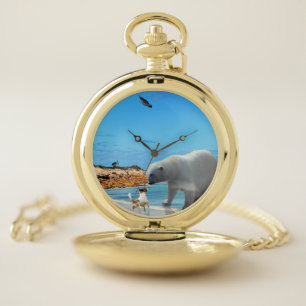 Fox Terrier Meets Polar Bear, Pocket Watch