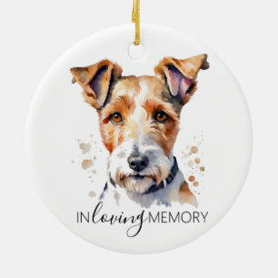 Fox Terrier memorial watercolour christmas Ceramic Ornament