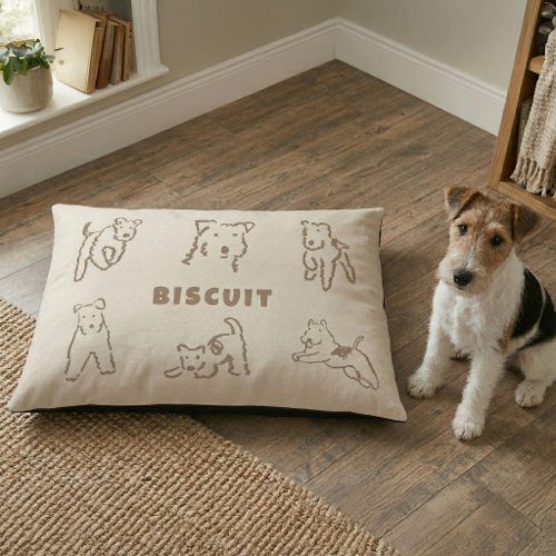 Fox Terrier Neutral Cozy Personalized Dog Bed