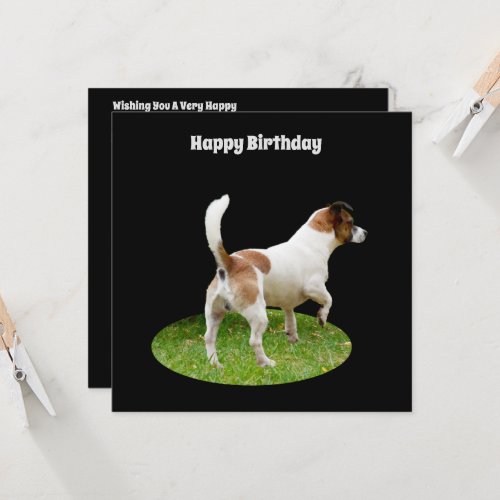 Fox Terrier on Guard Duty Flat Birthday Card