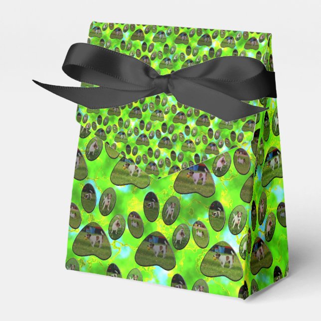 Fox Terrier Paw Prints, Favor Boxes (Front Side)