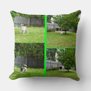 Fox Terrier Photo Collage, Big Throw Cushion. Pillow