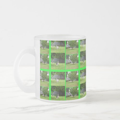 Fox Terrier Photo Collage Frosted Glass Mug
