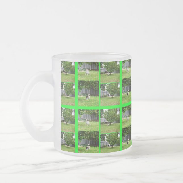Fox Terrier Photo Collage Frosted Glass Mug (Left)
