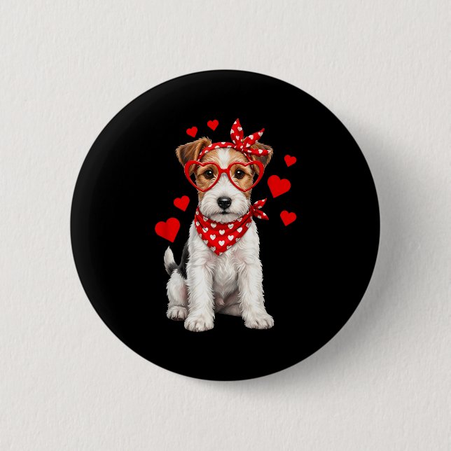 Fox Terrier Valentines Day Wirehaired Dog Lover He Button (Front)