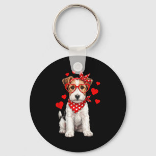 Fox Terrier Valentines Day Wirehaired Dog Lover He Keychain