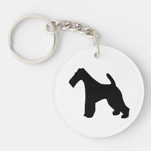 Fox Terrier wire_haired dog black silhouette gift Keychain