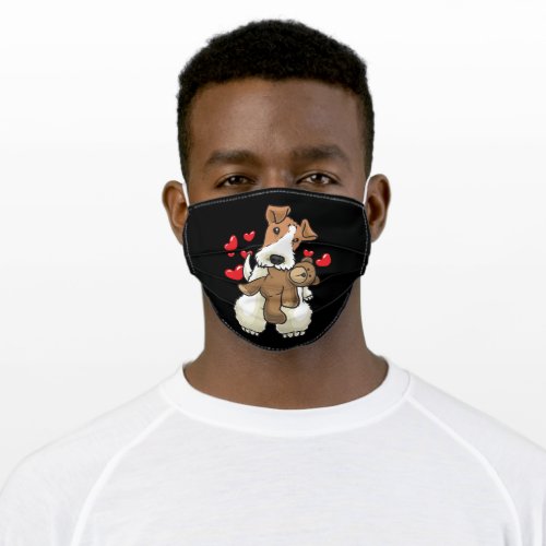 Fox Terrier Wirehaired Dog with Stuffed Animal Adult Cloth Face Mask