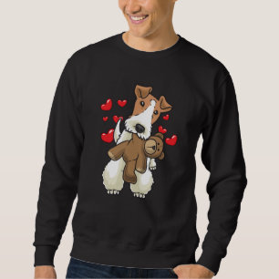 Fox Terrier Wirehaired Dog with Stuffed Animal Sweatshirt