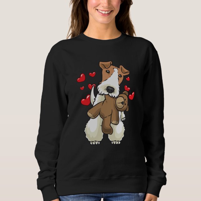 Fox Terrier Wirehaired Dog with Stuffed Animal Sweatshirt (Front)