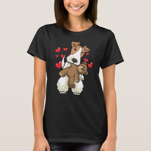 Fox Terrier Wirehaired Dog with Stuffed Animal T_Shirt