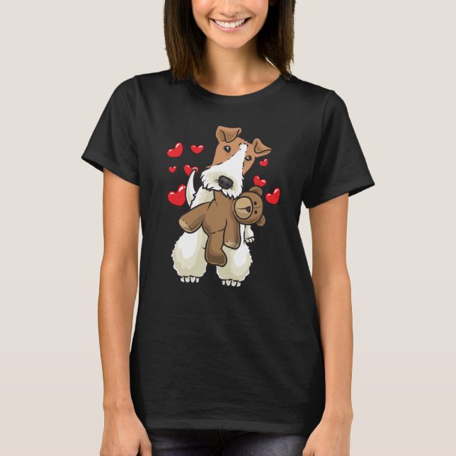 Fox Terrier Wirehaired Dog with Stuffed Animal T-Shirt (Front)