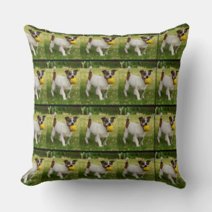 Fox Terrier With His Ball Big Throw Cushion. Throw Pillow