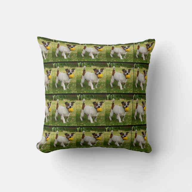 Fox Terrier With His Ball Pattern, Throw Cushion. Pillow (Front)
