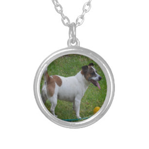 Fox Terrier With His Yellow Ball, Pendant Necklace