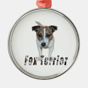 Fox Terrier With Logo, Metal Ornament. Metal Ornament