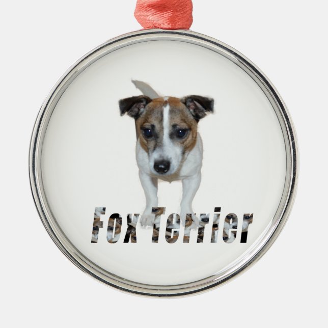 Fox Terrier With Logo, Metal Ornament. Metal Ornament (Front)