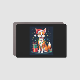 Fox Terrier Xmas Lighting Santa Fox Terrier Dog Ch Car Magnet