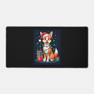 Fox Terrier Xmas Lighting Santa Fox Terrier Dog Ch Desk Mat
