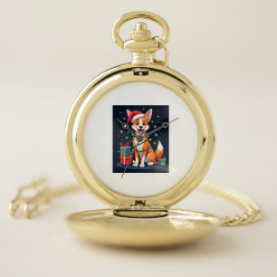 Fox Terrier Xmas Lighting Santa Fox Terrier Dog Ch Pocket Watch