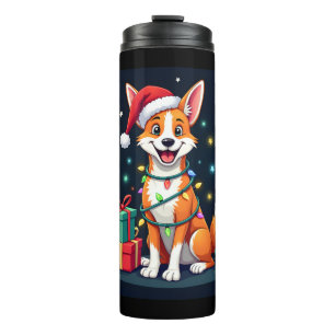 Fox Terrier Xmas Lighting Santa Fox Terrier Dog Ch Thermal Tumbler