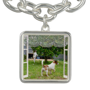 Fox Terriers Exploring The Garden, Charm Bracelet