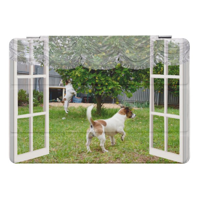 Fox Terriers Play Outside My Window, iPad Case (Horizontal)