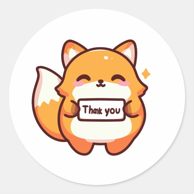 Fox - Thank you Classic Round Sticker (Front)