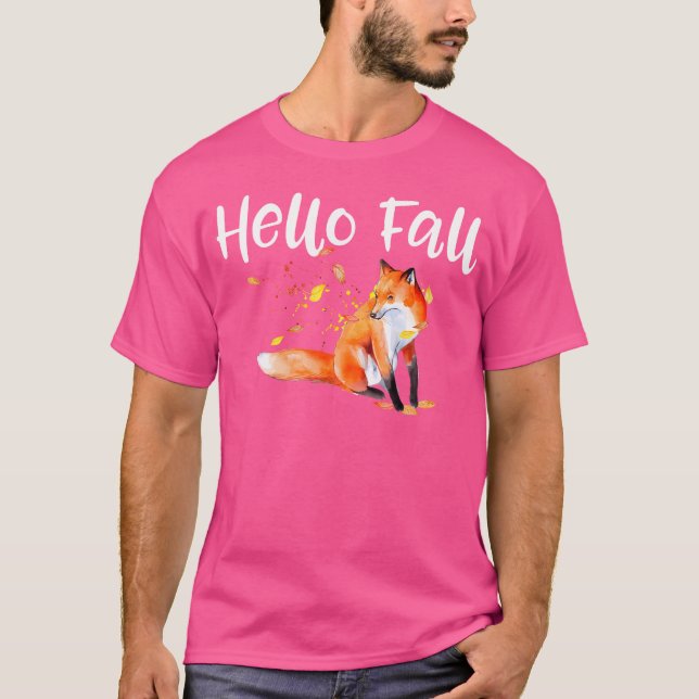 Fox Thanksgiving Fall Autumn Hello Fall Cute Fox T-Shirt (Front)