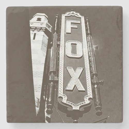Fox Theatre Atlanta Coasters BW Stone Coaster