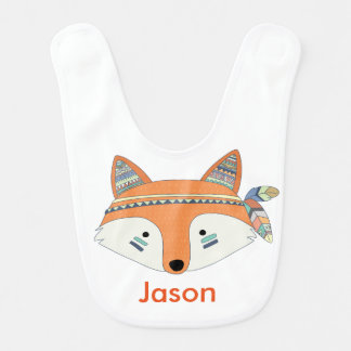 Fox Tribal Boho Personalized Baby Bib