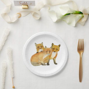 Fox Triplets Paper Plates