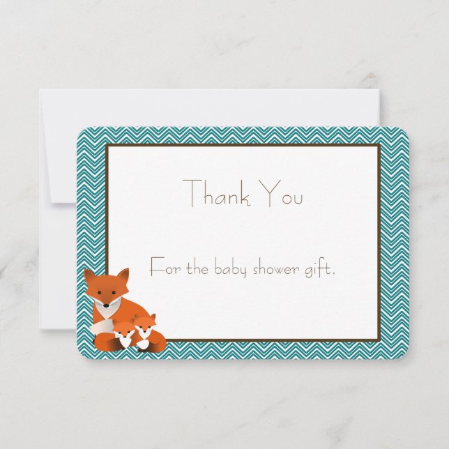 Fox Twins Baby Shower Thank You Note (Front)
