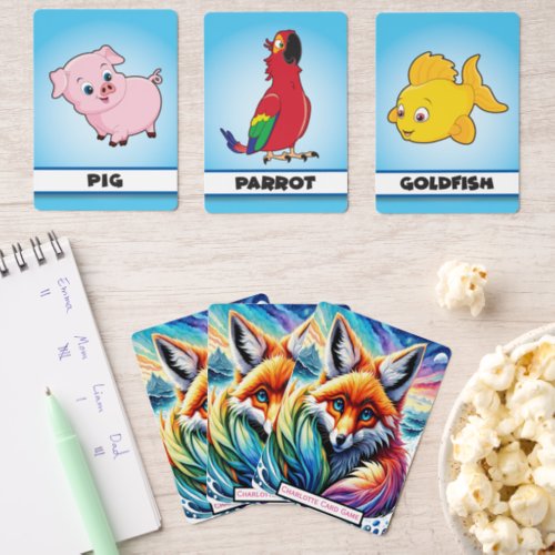 Fox Under Moonlight Monogram Kids Match Game Matching Game Cards