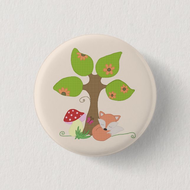 fox under tree button (Front)