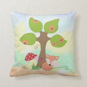 fox under tree pillow