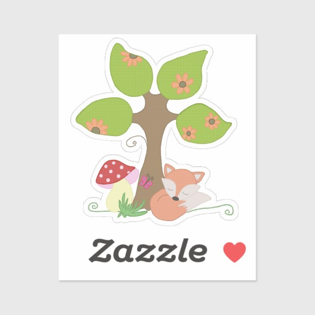 fox under tree sticker (Sheet)