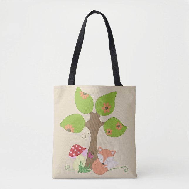 fox under tree tote bag (Front)