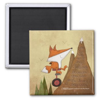 Fox Unicyclist-more Than A Conqueror Magnet by creationhrt at Zazzle