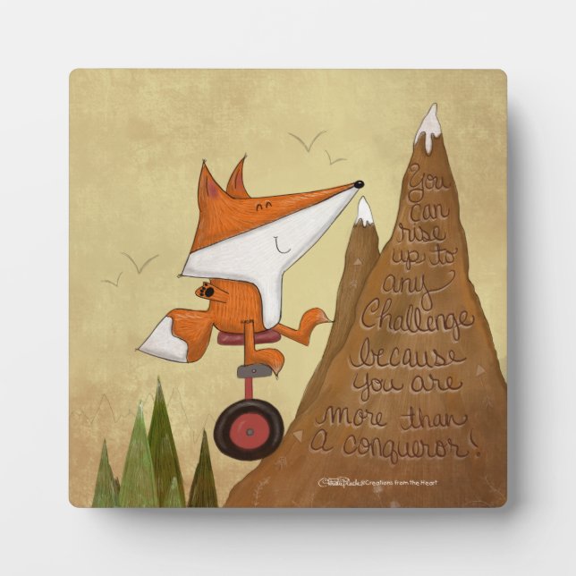 Fox Unicyclist-More Than a Conqueror Plaque (Front)