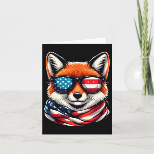 Fox Usa American Flag Sungles 4th Of July  Card