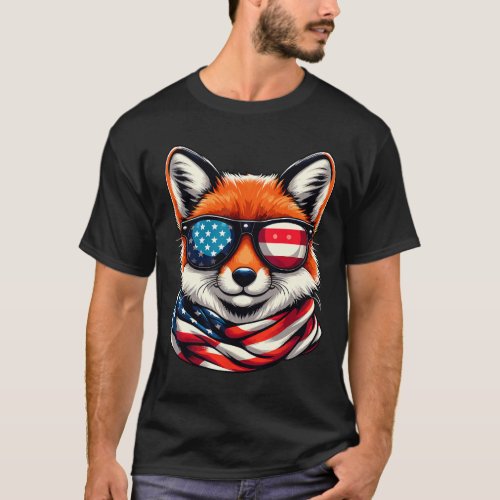 Fox Usa American Flag Sungles 4th Of July  T_Shirt