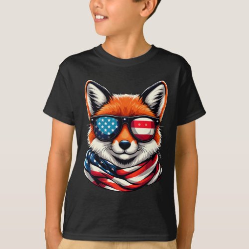 Fox Usa American Flag Sungles 4th Of July  T_Shirt