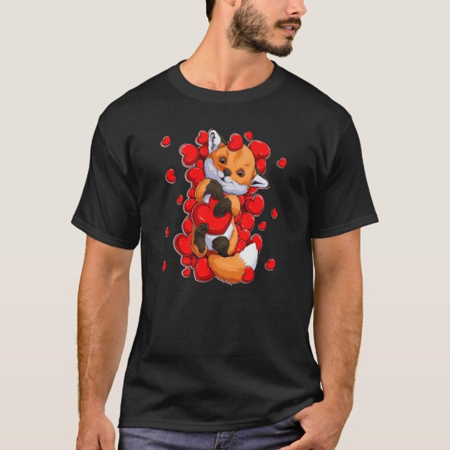 Fox Valentines Day Fox Heart Kids  1 T-Shirt (Front)