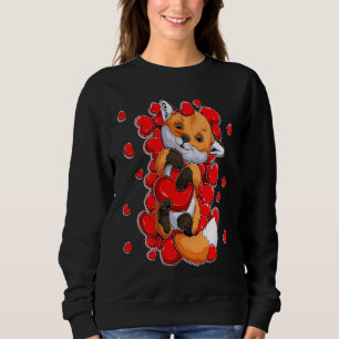 Fox Valentines Day Fox Heart Kids Sweatshirt